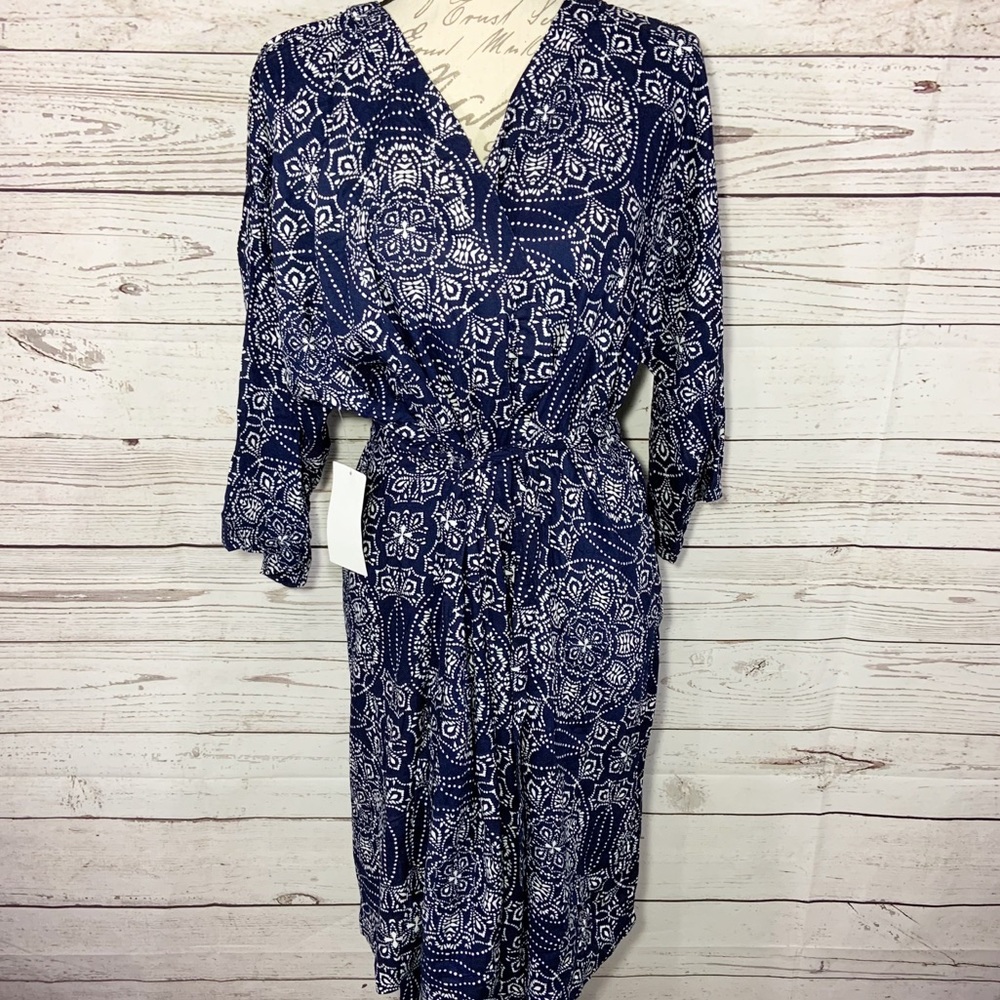 Dreams & Co. Robe Navy Geometric Print 14/16